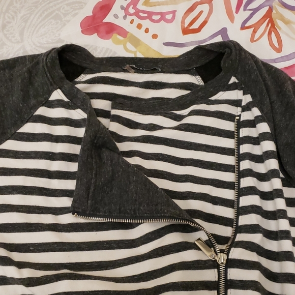 Tart Zip Up Sweatshirt Jacket Wrap Side Zip StripeGrey White Women's Small S - Picture 8 of 11